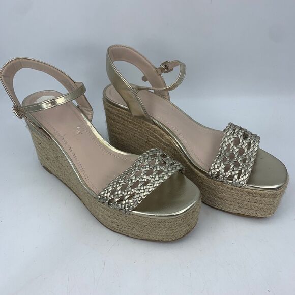 Zara Basics Womens 8.5 39 Platform Sandals Espadrille Platform Wedge Boho - Picture 2 of 12